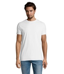 Camiseta cuello redondo personalizable disponible corte de mujer y hombre en blanco